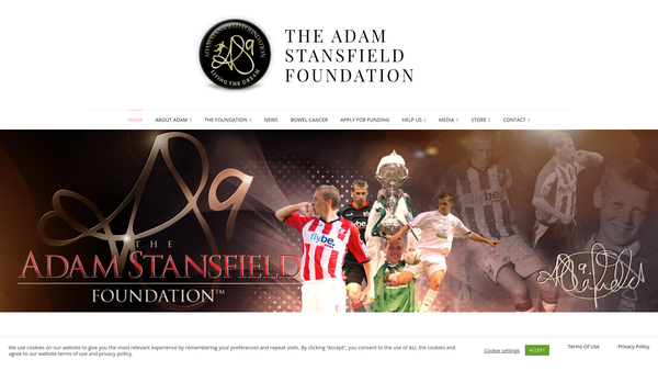 Screenshot of the The Adam Stansfield Foundation website
