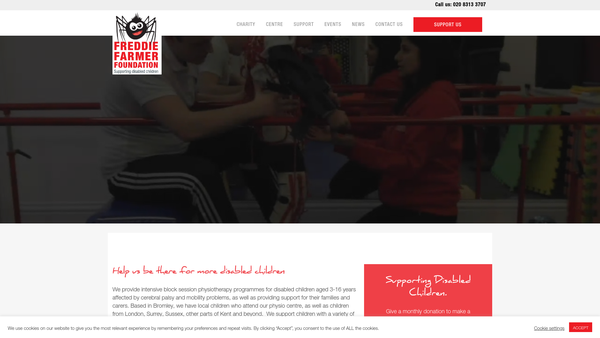Screenshot of the Freddie Farmer Foundation website