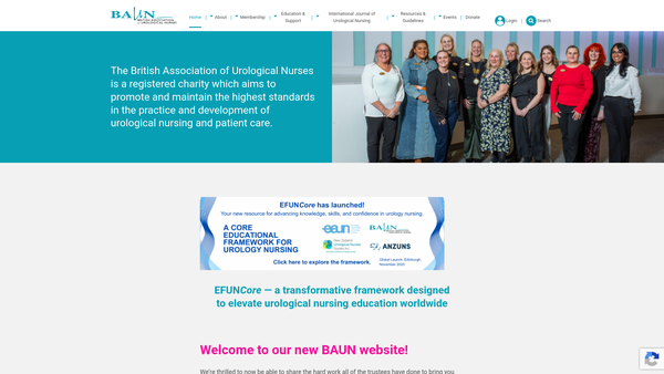 Screenshot of the British Association Of Urological Nurses website