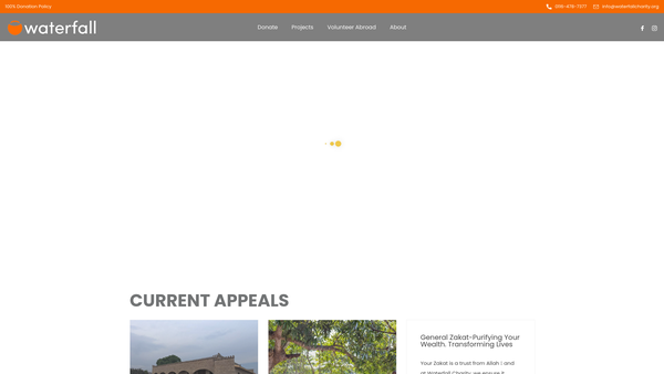 Screenshot of the Water Fall website