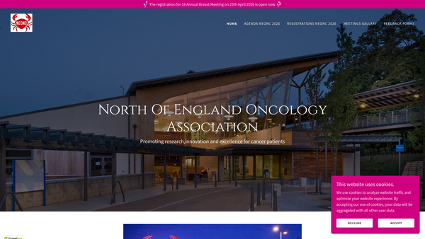 Screenshot of the North Of England Oncology Association website