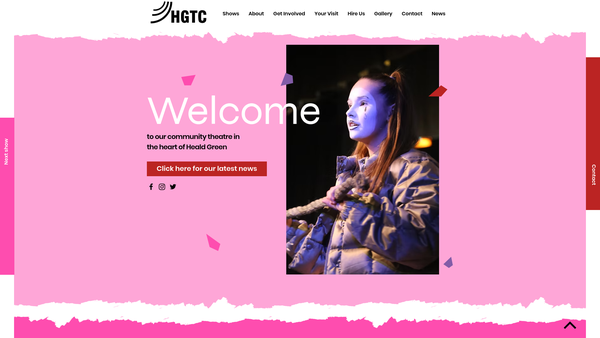 Screenshot of the Heald Green Theatre Company website