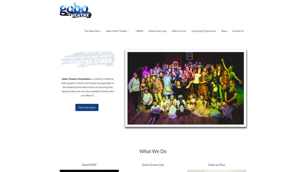 Screenshot of the Gobo Theatre Foundation website