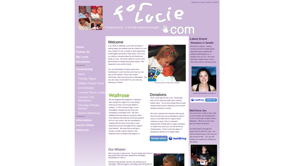 Screenshot of the For Lucie website