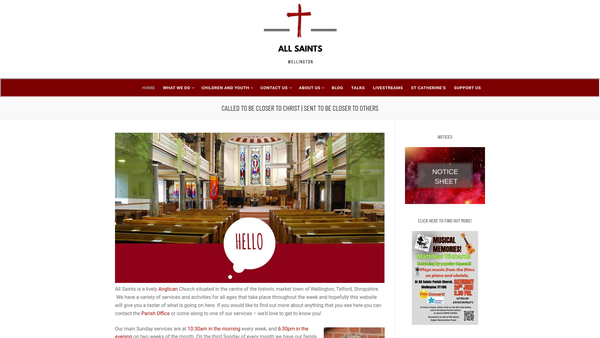 Screenshot of the The Parochial Church Council Of Wellington All Saints With Eyton (St.catherine's) website
