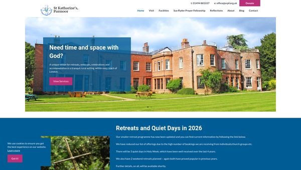 Screenshot of the Sue Ryder Prayer Fellowship (Parmoor) Limited website