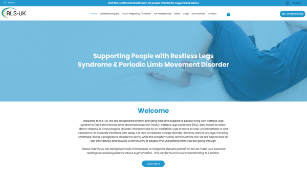 Screenshot of the Restless Legs Syndrome-Uk/ekbom Syndrome Association website