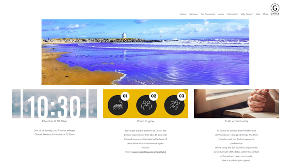 Screenshot of the Grace Community Church Porthcawl website