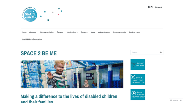 Screenshot of the Space 2 Be ME website