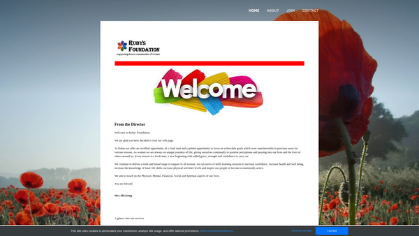 Screenshot of the Rubys Foundation website