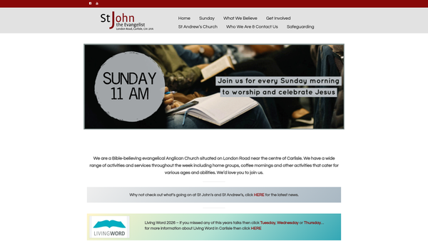 Screenshot of the The Parochial Church Council Of The Ecclesiastical Parish Of St John The Evangelist Carlisle website