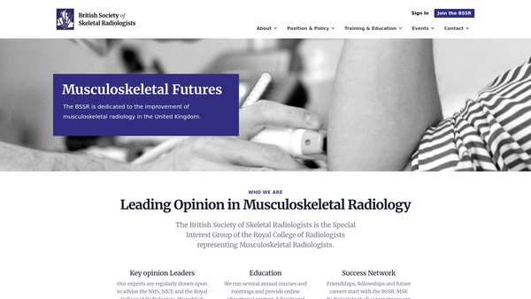 Screenshot of the British Society Of Skeletal Radiologists website
