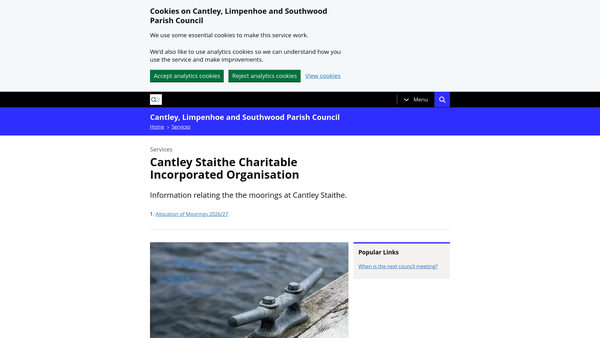 Screenshot of the Cantley Staithe Charitable Association website