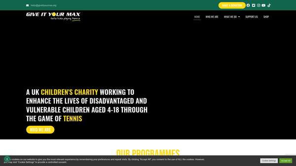 Screenshot of the Give IT Your Max website