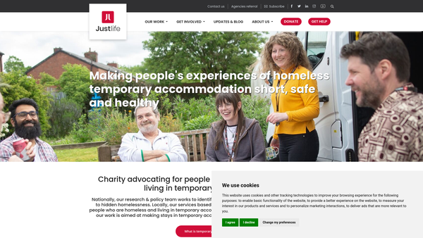 Screenshot of the Justlife Foundation website