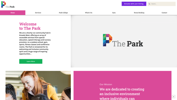 Screenshot of the The Park Community Centre Limited website