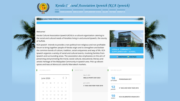 Screenshot of the Kerala Community Supplementary School, Ipswich website