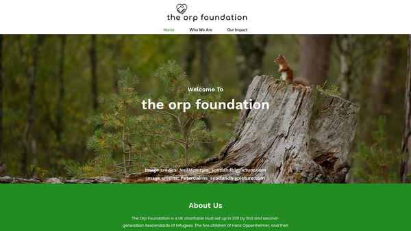 Screenshot of the The Orp Foundation website