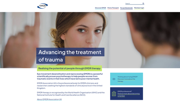 Screenshot of the Emdr Association website