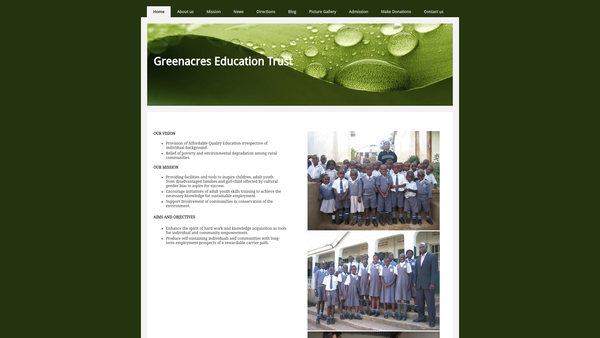 Screenshot of the Greenacres Education Trust website