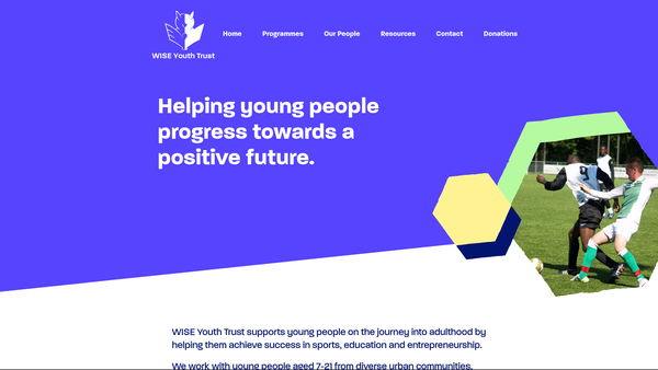 Screenshot of the Westward Inner-City Sport & Education (Wise) Youth Trust website