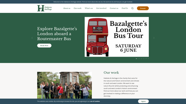 Screenshot of the Habitats & Heritage website