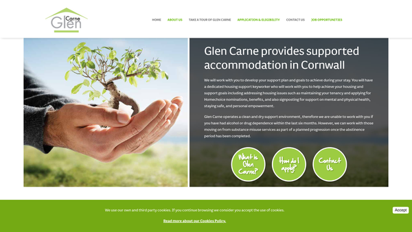 Screenshot of the Glen Carne website
