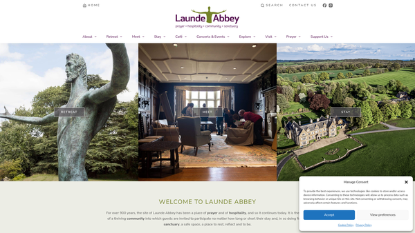 Screenshot of the Launde Abbey Trust website