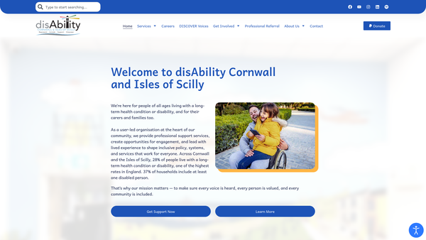 Screenshot of the Disability Cornwall And The Isles Of Scilly website