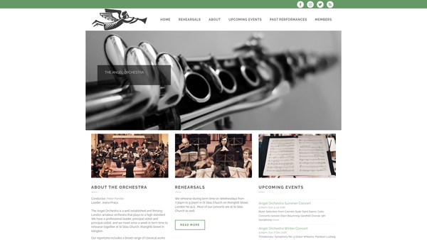 Screenshot of the The Angel Orchestra website