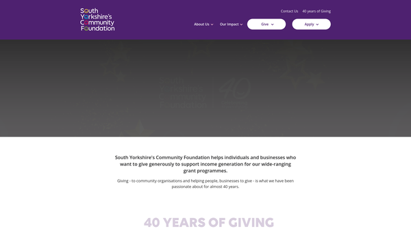 Screenshot of the South Yorkshire Community Foundation Limited website