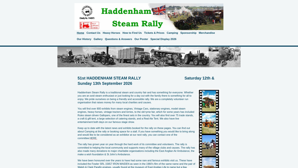 Screenshot of the Haddenham Steam Rally website