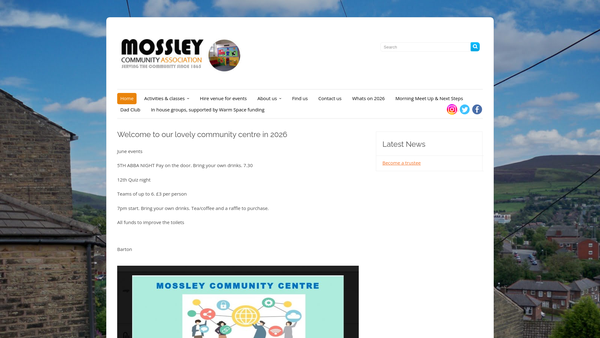 Screenshot of the Mossley Community Association website