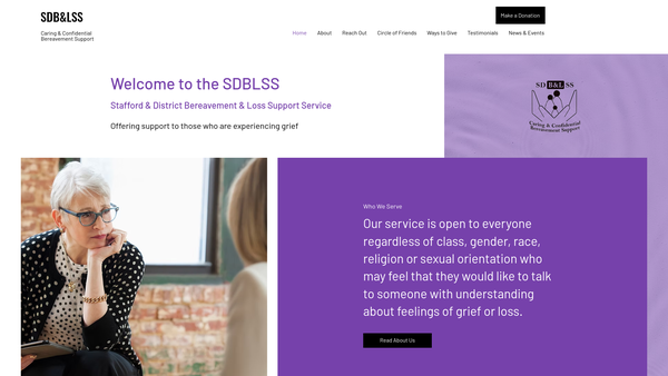 Screenshot of the Stafford And District Bereavement And Loss Support Service website
