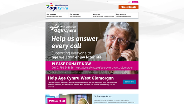 Screenshot of the Age Cymru West Glamorgan Limited website