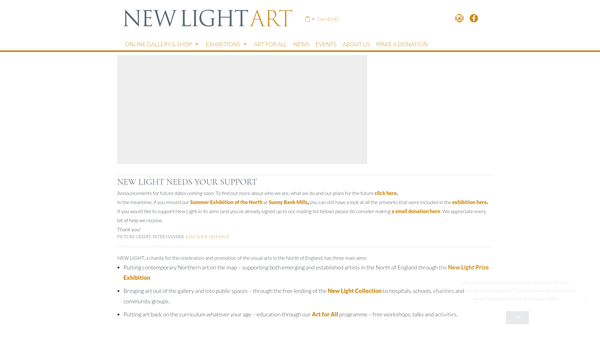 Screenshot of the New Light (North Of England) website
