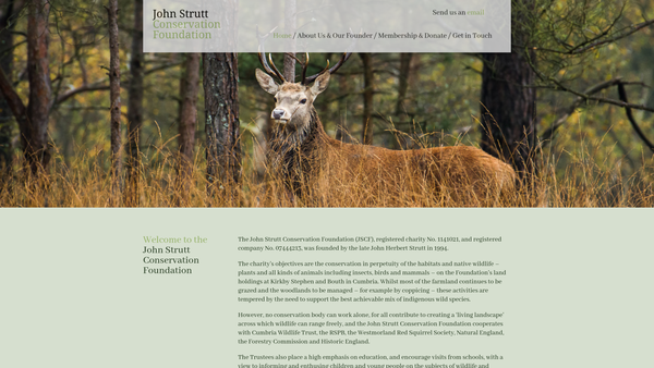 Screenshot of the The John Strutt Conservation Foundation website