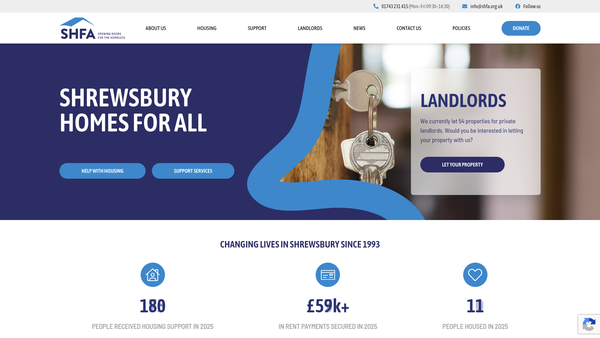Screenshot of the Shrewsbury Homes For All website