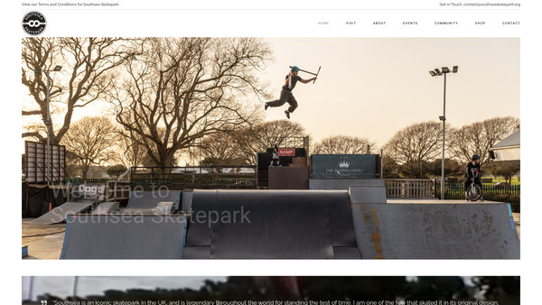 Screenshot of the Southsea Skatepark Company website