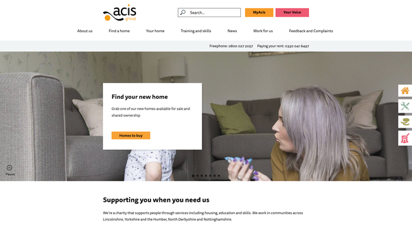 Screenshot of the Acis Group Limited website
