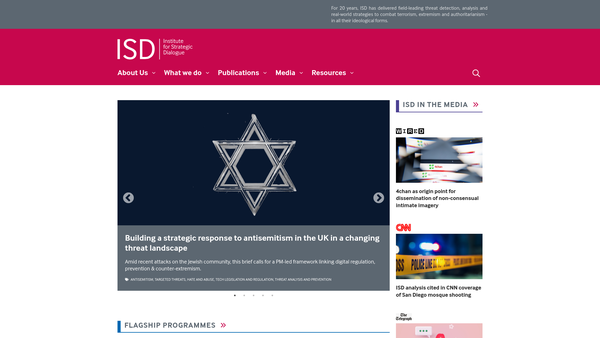 Screenshot of the Institute For Strategic Dialogue website