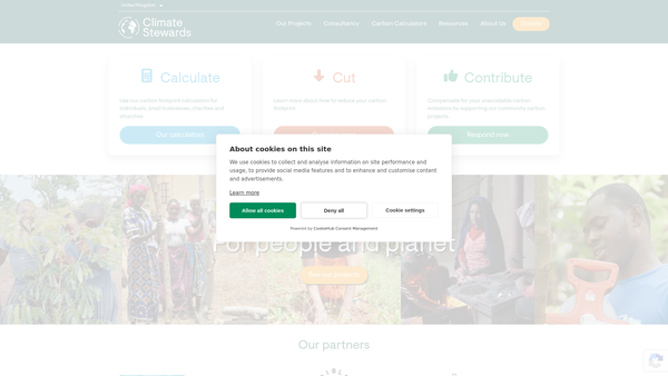 Screenshot of the Climate Stewards website