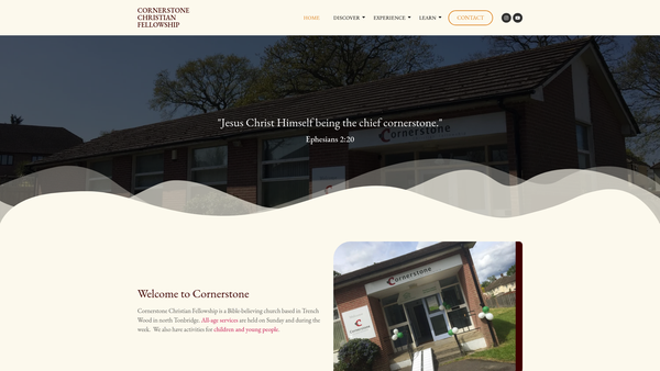 Screenshot of the Cornerstone Christian Fellowship website
