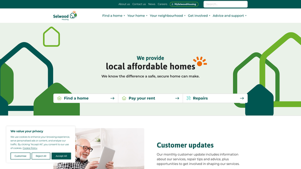 Screenshot of the Selwood Housing Society Limited website