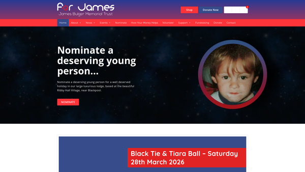 Screenshot of the James Bulger Memorial Trust Limited website