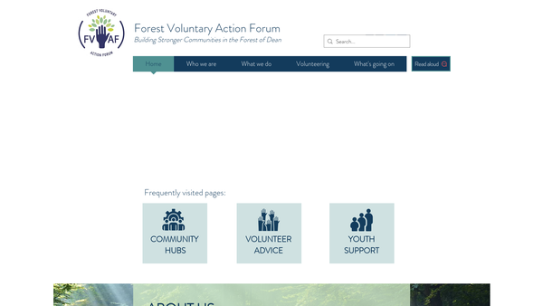 Screenshot of the Forest Voluntary Action Forum website