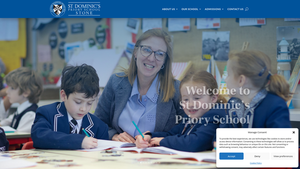 Screenshot of the St Dominic's Priory School (Stone) website