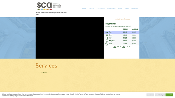 Screenshot of the Salaam Community Association website