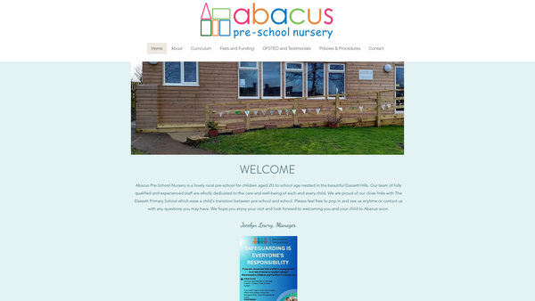 Screenshot of the Abacus Pre School Nursery Ltd website