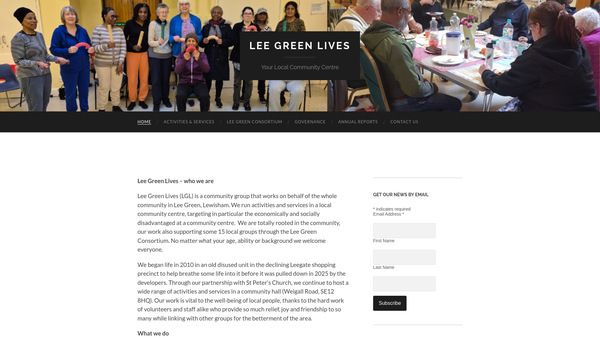 Screenshot of the Lee Green Lives website